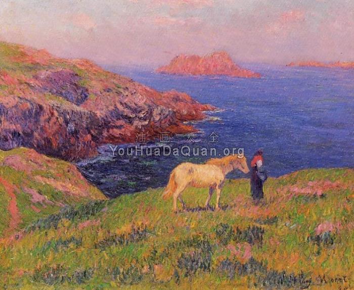 Cliff at Quesant with Horse - 亨利·莫雷
